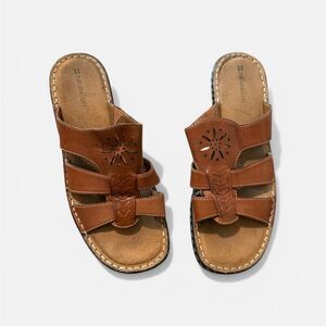 Naturalizer Carnival Wedge Woven Sandals Leather Brown 8.5 Westies